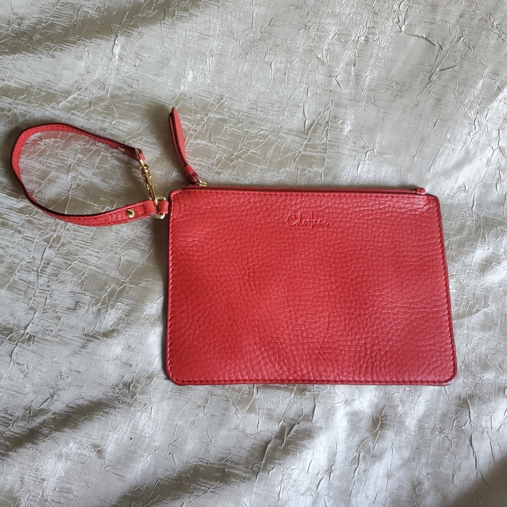 Cole Haan tomato red leather wristlet